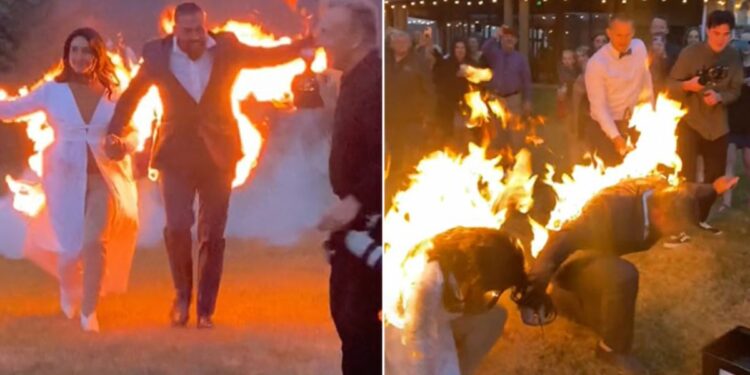 Watch Viral: American couple set themselves on fire during Wedding photo sessions