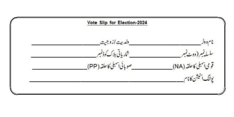 Voter Slip for Pakistan Elections 2024